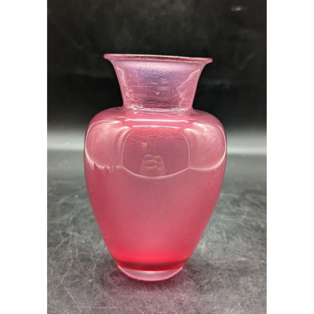 Vintage Studio Art Glass Handmade Red Decorative Vase Signed Armstrong 97 6"